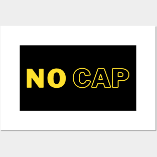 No Cap Yellow Typography Gen Z Slang Posters and Art